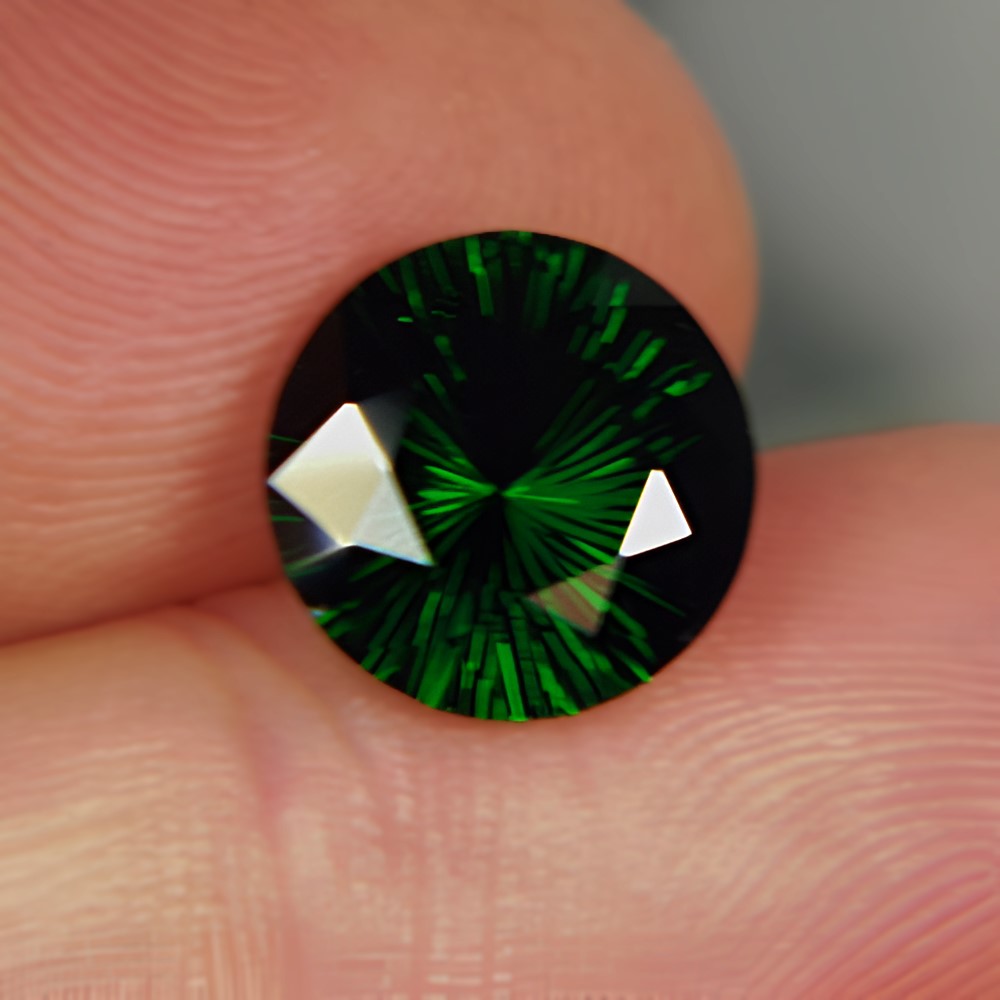 Concave Cut Deep Green Tsavorite Garnet Kenya 4.46 carats GL Litnon.com