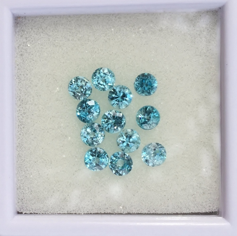 Brilliant Natural Blue Zircon 4 mm Lot Cambodia 5.08 Carats Litnon.com