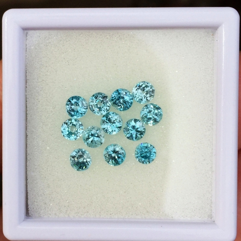 Brilliant Natural Blue Zircon 4 mm Lot Cambodia 5.08 Carats Litnon.com