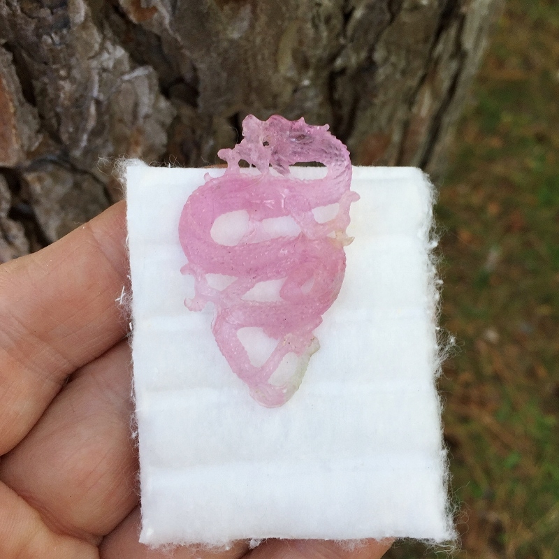 Antique California Pink Tourmaline Dragon Carving 24.9 Carats Litnon.com