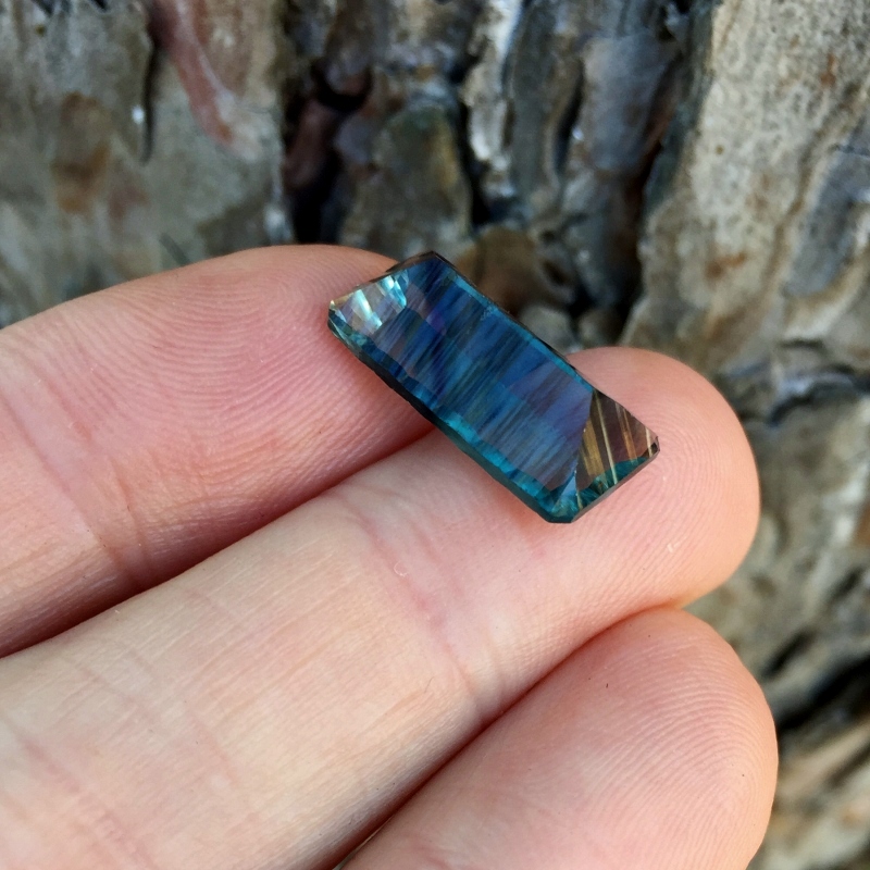 Concave Cut Collectors Natural Blue Fluorite Gemstone 10.29 Carats.  Litnon.com