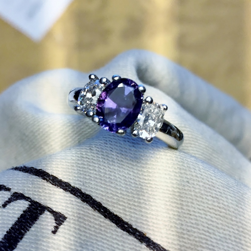 GIA Certified Natural 1.66 Carat Alexandrite Diamond Ring 14kt Litnon.com