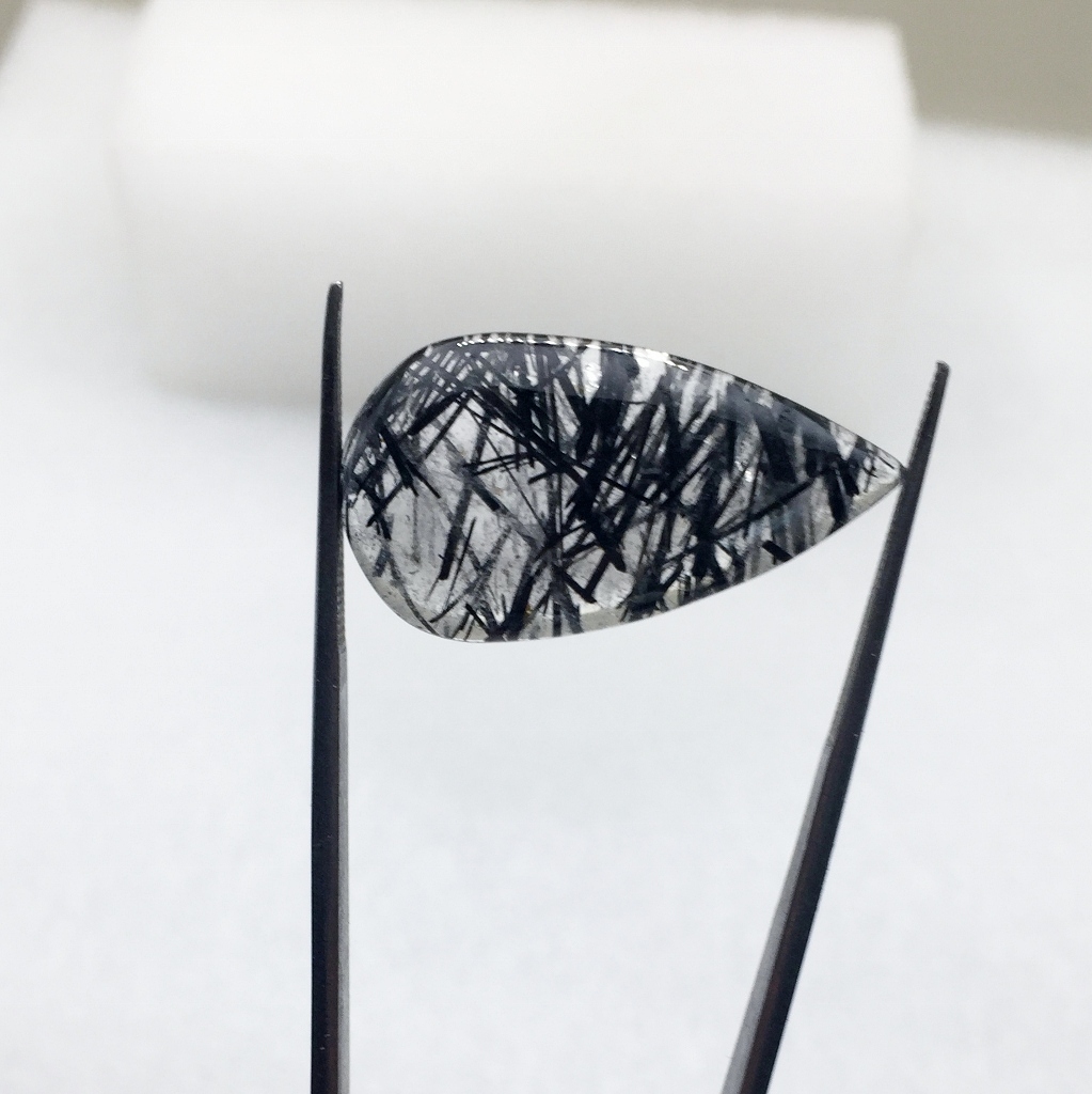 Big Brazil Black Tourmaline In Quartz Cabochon 19.8 Carats Litnon.com