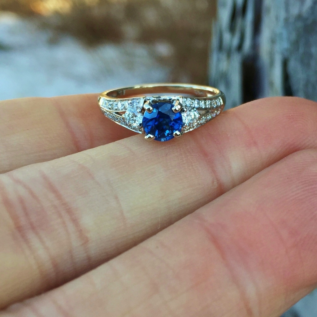  Fine Color Montana Sapphire Diamond 14 Karat Ring  Litnon.com