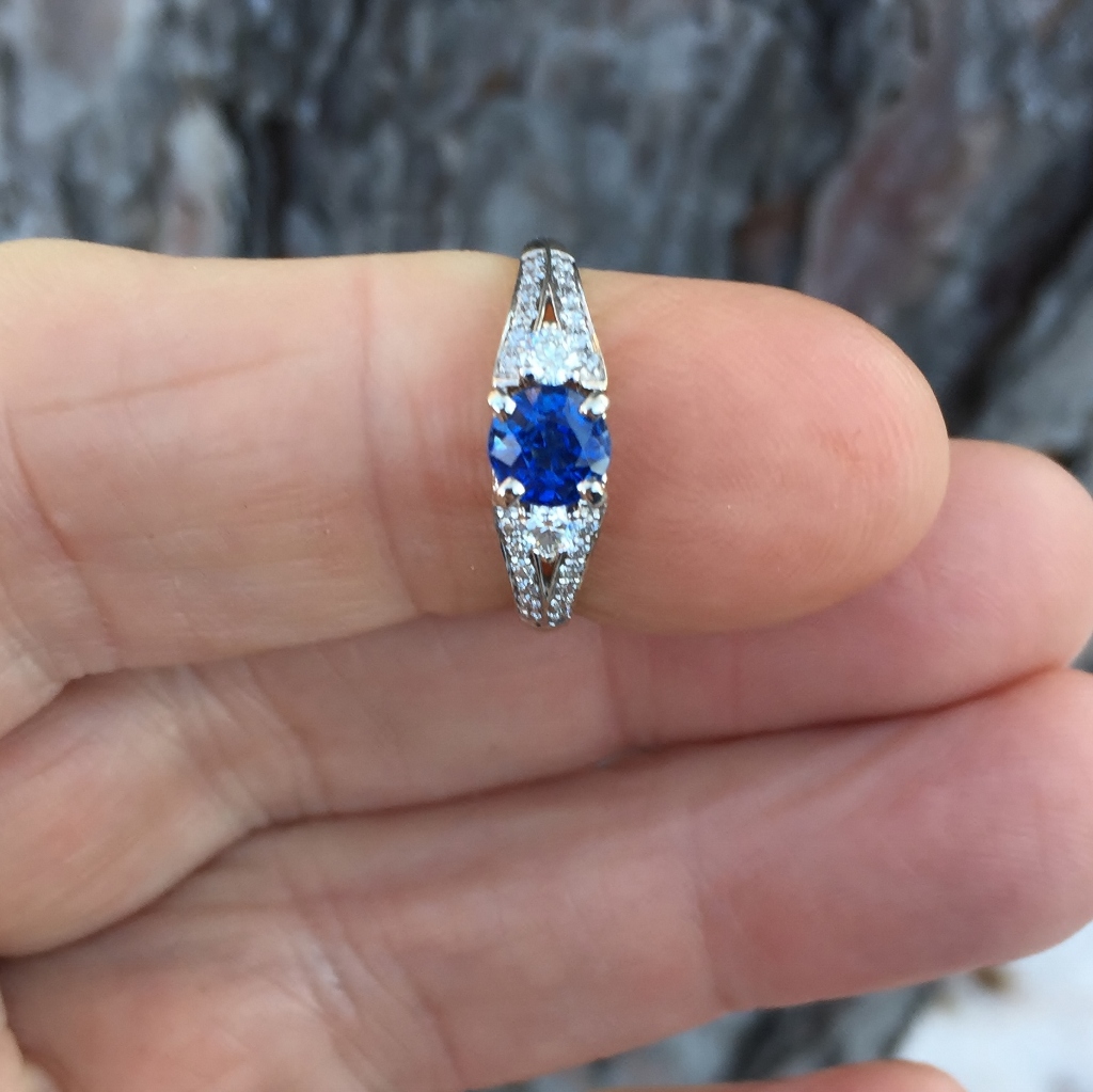  Fine Color Montana Sapphire Diamond 14 Karat Ring  Litnon.com