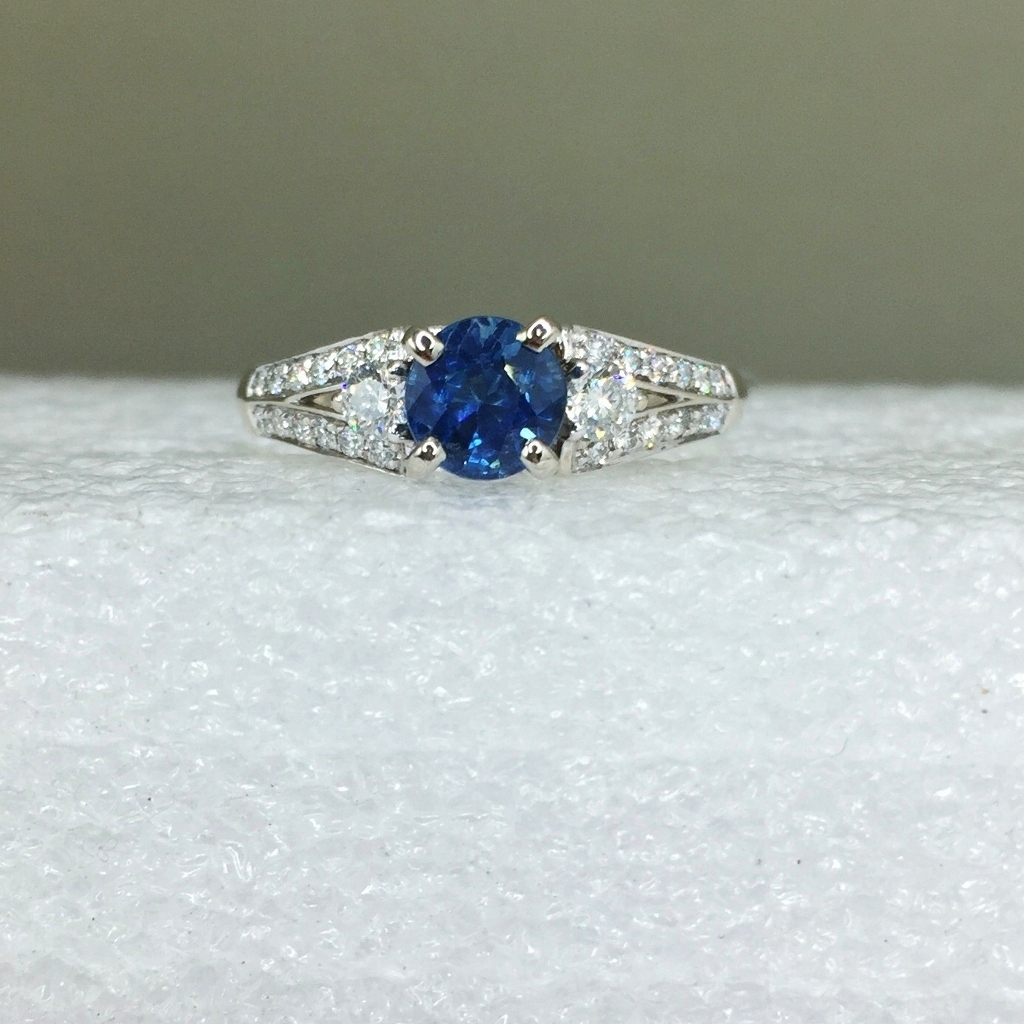  Fine Color Montana Sapphire Diamond 14 Karat Ring  Litnon.com