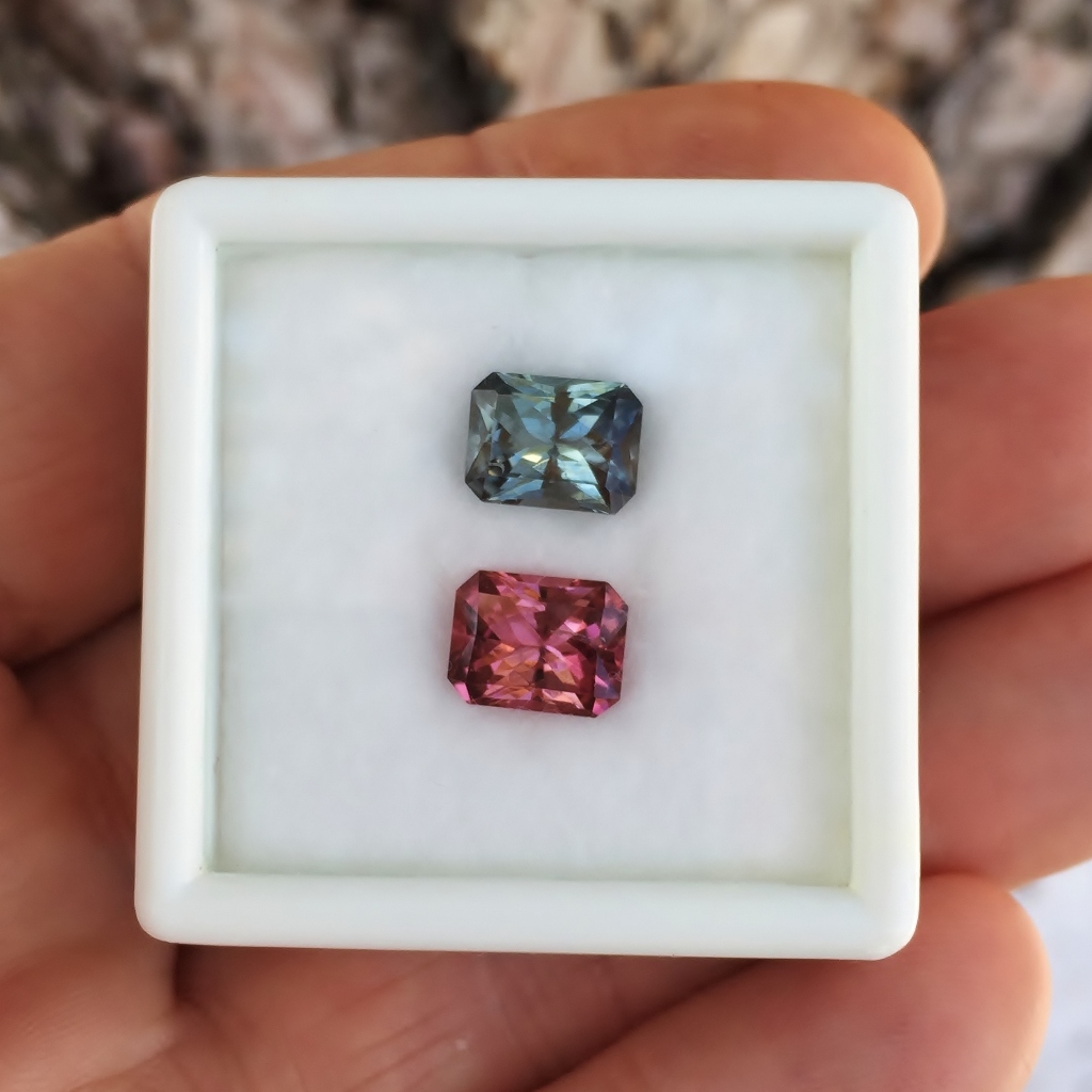 USA Cut Opposite Color Collectors Tourmaline Pair Nigeria 4.32 carats Litnon.com