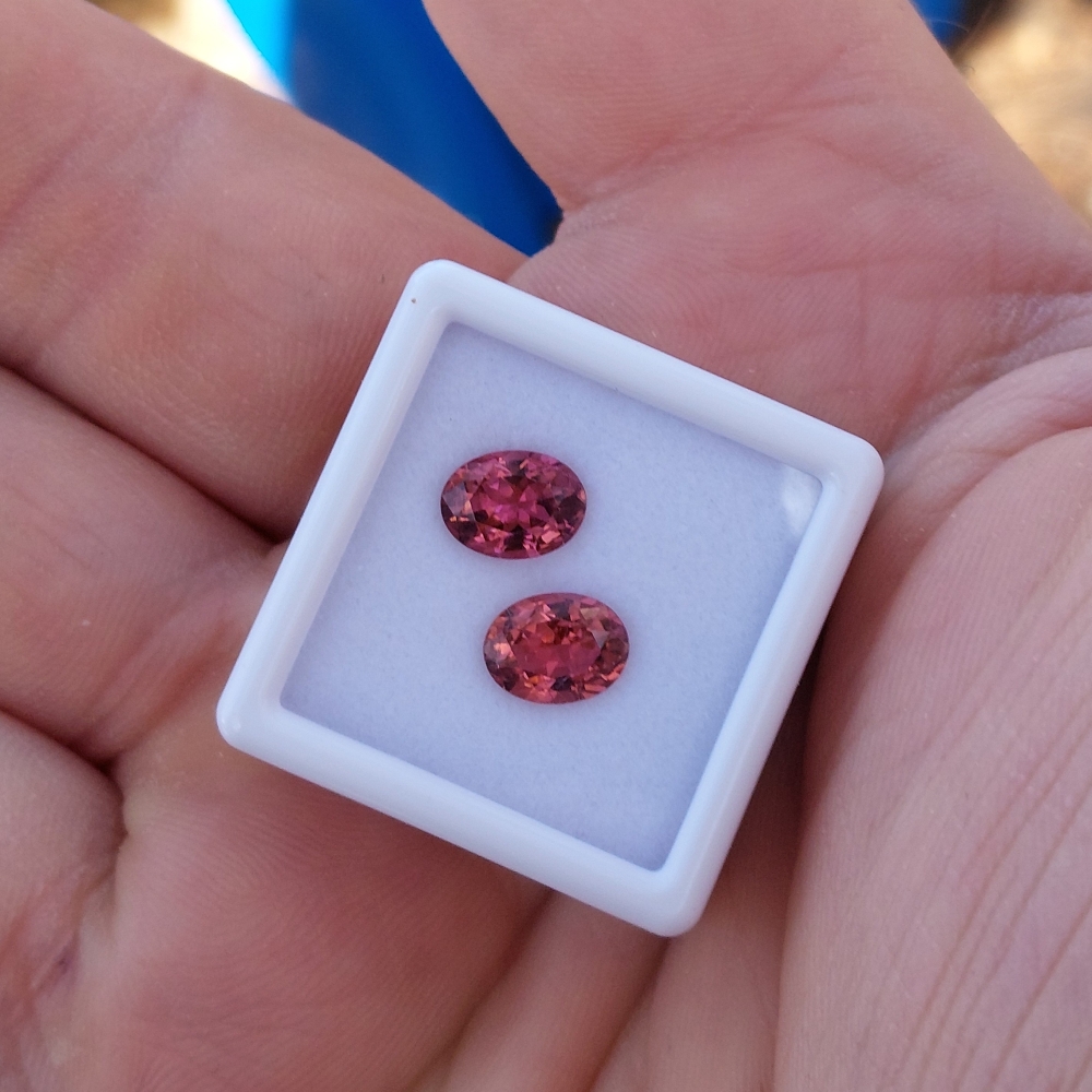 Rich Orangy Pink  Tourmaline Pair Nigeria 2.51 Carats  Litnon.com
