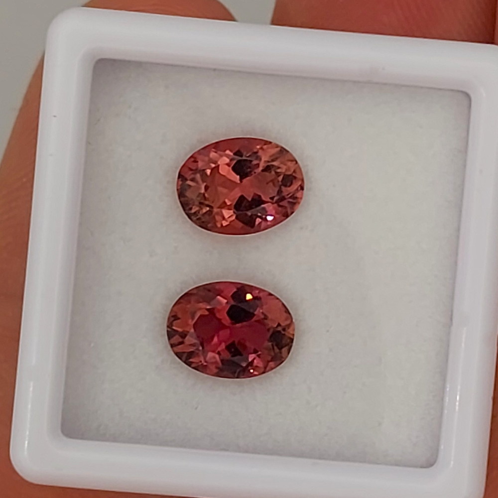 Rich Orangy Pink  Tourmaline Pair Nigeria 2.41 Carats  Litnon.com