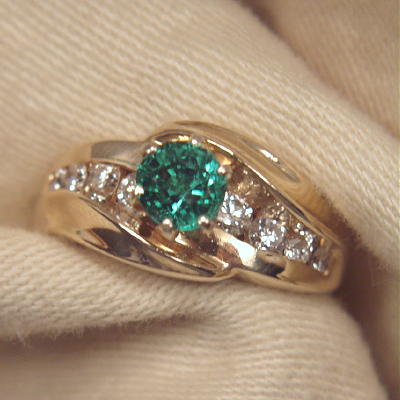 Beautiful Blue Green Tourmaline Diamond Ring 14 kt  Litnon.com