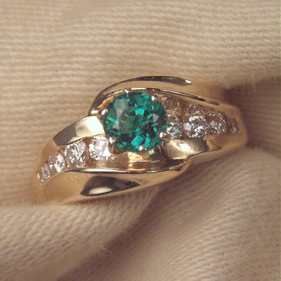 Beautiful Blue Green Tourmaline Diamond Ring 14 kt  Litnon.com