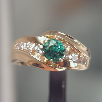 Beautiful Blue Green Tourmaline Diamond Ring 14 kt  Litnon.com