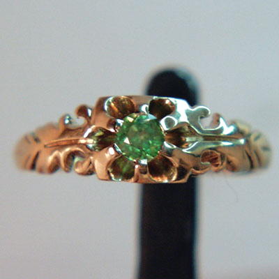 Vintage 14 kt Russian Demantoid Garnet Ring  Litnon.com