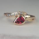 Fine Color Rubelite Tourmaline Diamond 14 kt Ring 