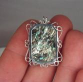 Iridescent California Red Abalone 999 Sliver Pendant 