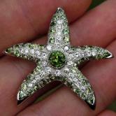 Platinum - Demantoid Garnet - Diamond Brooch - Pendant 