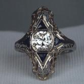 Antique 18kt Filigree White Gold Diamond Ring 