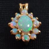 Color and Fire Australian Opal 14 kt Gold Pendant 