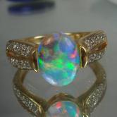 Color and Fire Australian Opal Gold Ring 