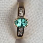 Beautiful Blue Green Tourmaline Diamond Ring 14 kt 