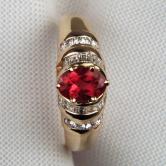 Beautiful Rubelite Tourmaline Diamond 14 kt Ring 