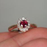 Pretty Raspberry Rhodolite Garnet Diamond Ring 