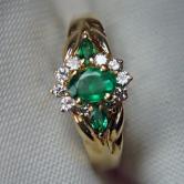 Fine Color Emerald Diamond 14 kt Ring 