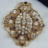 Estate Custom Hand Made Diamond 14 kt Brooch - Pendant 3.45ct 
