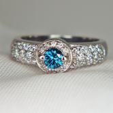 Quality Intense Blue Diamond 14 kt White Gold Ring 