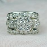 Estate I4kt White Gold Diamond Engagement Wed Ring 2.5 ct tw 