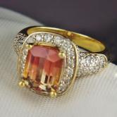 18kt Bi-Color Tourmaline and Pave Diamond Ring 