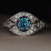 Intense Blue Color Diamond 14 kt White Gold Ring 