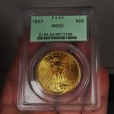 1927 $20 PCGS MS63 St. Gaudens Double Eagle BRIGHT 