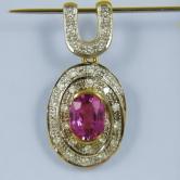 Big Natural Sweet Pink Sapphire 2.50 ct 14kt Gold and Diamond Pendant 