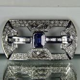 High End Sapphire and Diamond Brooch - Pin 18 kt White Gold 