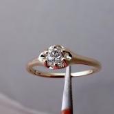 Antique Mine Cut Diamond Ring 0.45ct H I1 