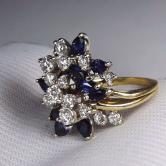 Quality Ladies 14 kt Sapphire and Diamond Waterfall Ring 