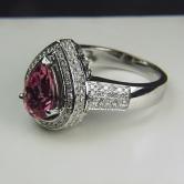 High Quality 14 kt Purple Pink Tourmaline and Diamond Ring 
