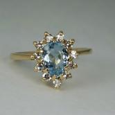 Estate Aquamarine and Diamond Ring 14 kt 