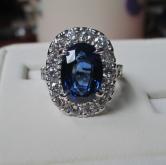 Estate Beautiful 6.59 ct Ceylon Sapphire and Diamond Platinum Ring GLI 