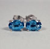 USA Made Sterling Silver Blue Topaz Earrings 