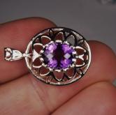 USA Made Sterling Silver Amethyst Pendant 