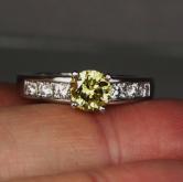GIA 1.14 ct Natural Fancy Deep Yellow Diamond Platinum Ring 