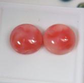 Natural Pink Coral Round Cabochon Pair Hawaii 10mm 