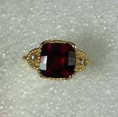 Rhodolite Garnet and Diamond 14 kt Ring 3.50 ct 