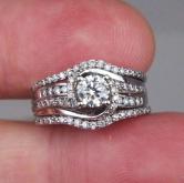 Estate Ladies I4 KT Diamond Engagement Ring and Guards 