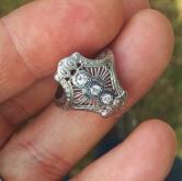 Antique 18kt White Gold Filigree Diamond Ring 