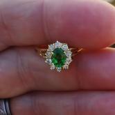 Natural Tsavorite Garnet and Diamond 14 kt Ring 