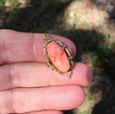 Antique Victorian Era Salmon Coral and Pearl Cameo Pendant 