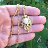 Art Deco Fresh Water Pearl 14 kt. Pendant and Chain 